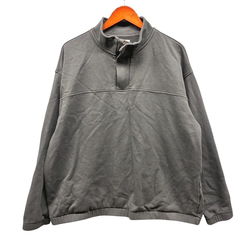 Lands End Serious Sweats Sweatshirt Mens XL Gray Quarter Zip Pullover Casual
